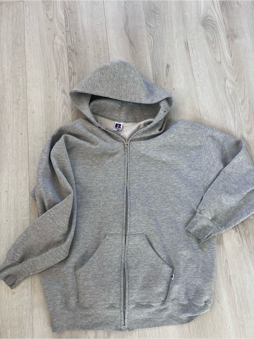 Russell Athletic Gray Full-Zip Hooded Sweater